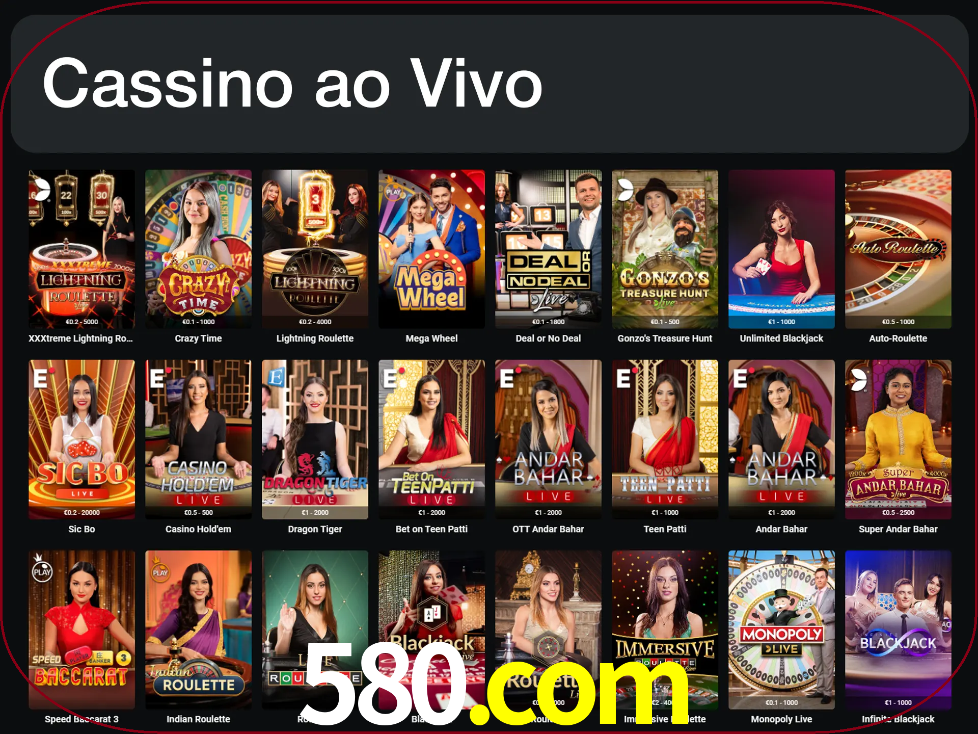 Jogue jogos de cassino com um verdadeiro dealer.