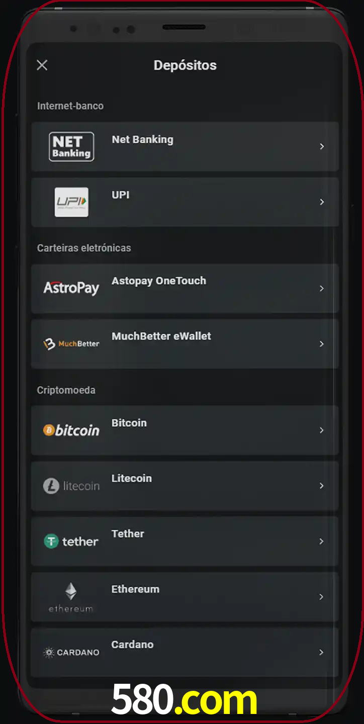 Você pode usar métodos alternativos de depósito.